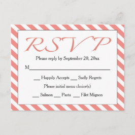 RSVP Roze & Witte Streep Huwelijk / Feest Uitnodiging Briefkaart