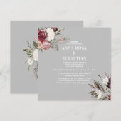 *~* RSVP Rozen Burgandy Floral AR15 + WEDDING Kaart (Voorkant / Achterkant)