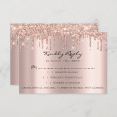 RSVP Rozen Druipende Glitter Bruidsmeisjes Bruilof (Voorkant / Achterkant)