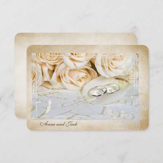 RSVP-rozen en ringen Vow Renewal Ceremony Kaart (Voorkant / Achterkant)