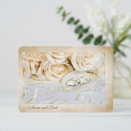 RSVP-rozen en ringen Vow Renewal Ceremony Kaart (Staand voorkant)