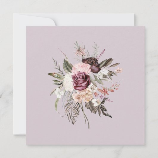 *~* RSVP Rozen Floral Burgandy AR15 + WEDDING Kaart (Achterkant)