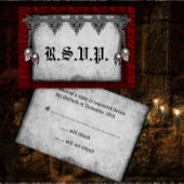 RSVP: Rozen in de vorm van een rode ridderriem RSVP Kaartje