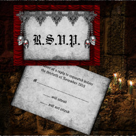 RSVP: Rozen in de vorm van een rode ridderriem RSVP Kaartje