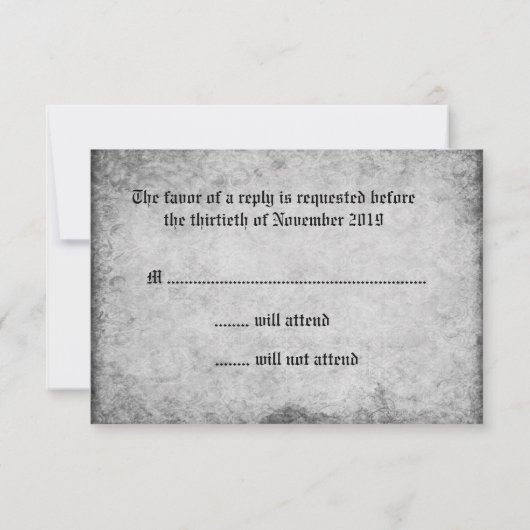 RSVP: Rozen in de vorm van een rode ridderriem RSVP Kaartje (Achterkant)