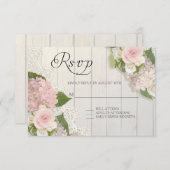 RSVP Rozen Roze hydrangea Lace Wooden Floral (Voorkant / Achterkant)