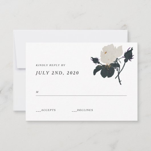RSVP RSVP Black and White Roses Wedding Kaartje (Voorkant)