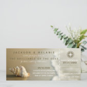 RSVP RSVP Rashell Cruise Ship Boarding Pass Weddin Kaart (Staand voorkant)