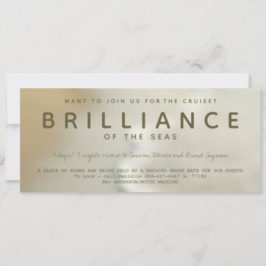 RSVP RSVP Rashell Cruise Ship Boarding Pass Weddin Kaart (Achterkant)