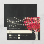 RSVP RSVP Rood Tree & String Lights Autumn Wedding Kaartje (Voorkant / Achterkant)