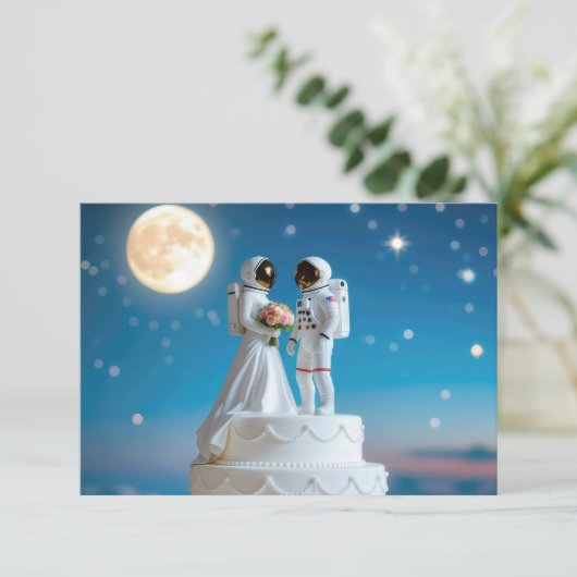 RSVP Ruimtevaarders Op een Trouwtaart (Staand voorkant)