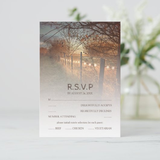 RSVP Rustic Autumn Boerderij Land Fall Wedding RSV (Staand voorkant)