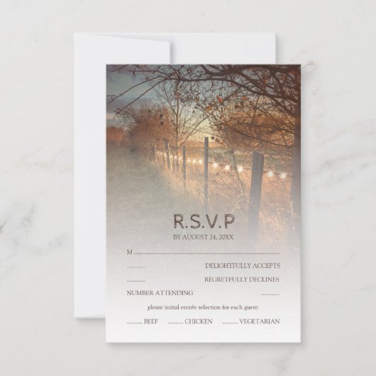 RSVP Rustic Autumn Boerderij Land Fall Wedding RSV Kaartje (Voorkant)