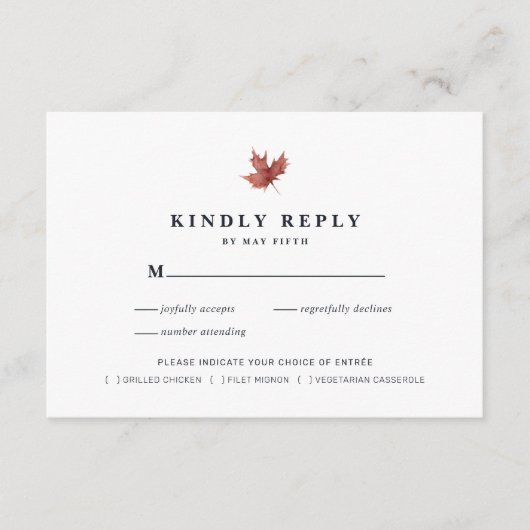 RSVP Rustic Autumn Wedding | WATERVERF HERFST Informatiekaartje (Voorkant)