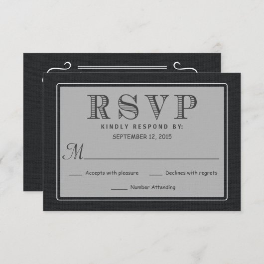 RSVP Rustic Black Burlap Wedding Reply (Voorkant / Achterkant)