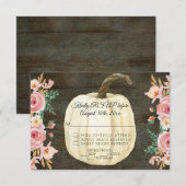 RSVP Rustic Blush Pink Floral White Pumpkin Wooden Kaart (Voorkant / Achterkant)