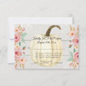 RSVP Rustic Blush Pink Floral White Pumpkin Wooden Kaart (Voorkant)