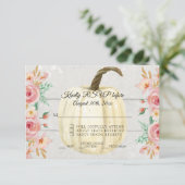 RSVP Rustic Blush Pink Floral White Pumpkin Wooden Kaart (Staand voorkant)