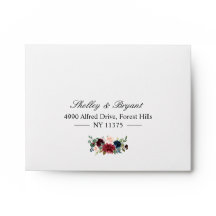 RSVP - Rustic Burgundy Blush Blue Floral Address