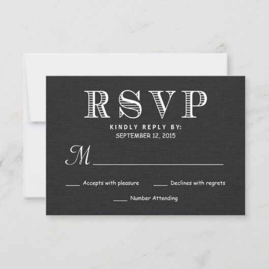 RSVP Rustic Burlap Wedding Reply - Black (Voorkant)