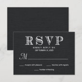 RSVP Rustic Burlap Wedding Reply - Black (Voorkant / Achterkant)