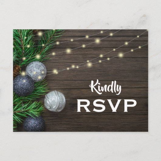 RSVP Rustic Chic Corporate Kerstparty Uitnodiging Briefkaart (Voorkant)