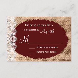 RSVP Rustic Country Burlap Lace Red Wedding