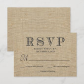 RSVP Rustic Country Burlap Wedding Reply Cards Kaartje (Voorkant / Achterkant)