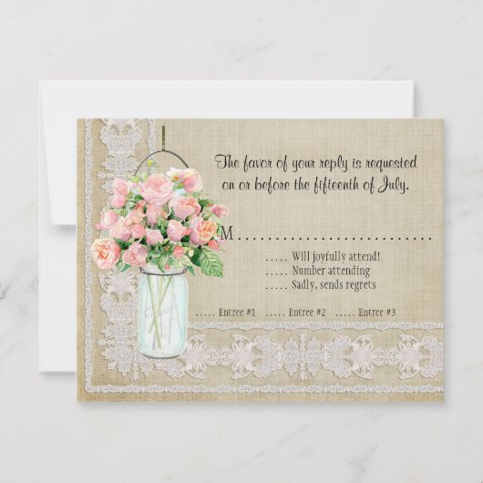 RSVP Rustic Country Mason Jar Blush Pink Roses (Voorkant)