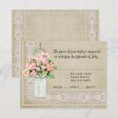 RSVP Rustic Country Mason Jar Blush Pink Roses Kaartje (Voorkant / Achterkant)