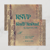 RSVP Rustic Country  Paper Blauwgroen Wedding (Voorkant / Achterkant)