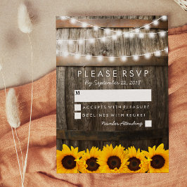 RSVP Rustic Country Wedding | Zonnebloemverlichtin Kaartje
