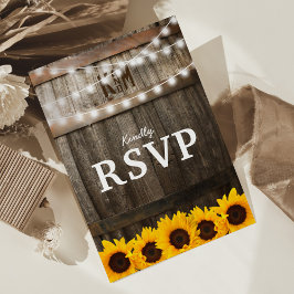 RSVP Rustic Country Wedding | Zonnebloemverlichtin Uitnodiging Briefkaart
