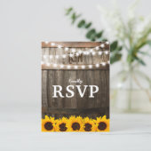 RSVP Rustic Country Wedding | Zonnebloemverlichtin Uitnodiging Briefkaart (Staand voorkant)