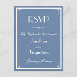 RSVP Rustic Dusty Blue Wedding Meal Choice RSVP Uitnodiging Briefkaart