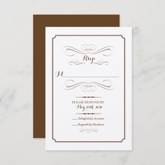 RSVP Rustic Elegant Response Kaart (Voorkant / Achterkant)