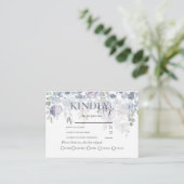 RSVP Rustic Floral Dusty Blue Wedding Informatiekaartje (Staand voorkant)