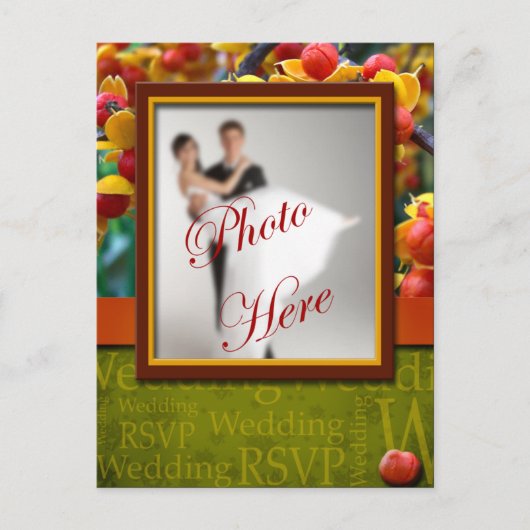 RSVP Rustic Herfst in Love Custom Photo Uitnodiging Briefkaart (Voorkant)