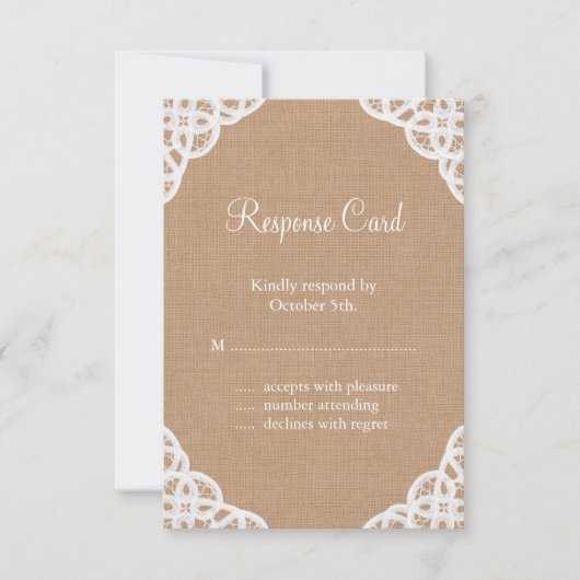 RSVP Rustic Lace & Medium Burlap Kaartje (Voorkant)