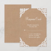 RSVP Rustic Lace & Medium Burlap Kaartje (Voorkant / Achterkant)