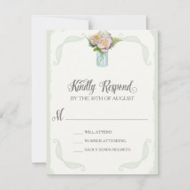 RSVP Rustic Mason Jar Rozen Script Typografie Kaartje