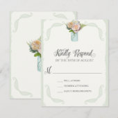 RSVP Rustic Mason Jar Rozen Script Typografie Kaartje (Voorkant / Achterkant)