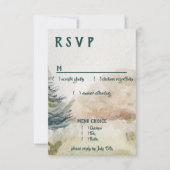 RSVP Rustic Mountain Arbor Evergreen Wedding Menu (Voorkant)