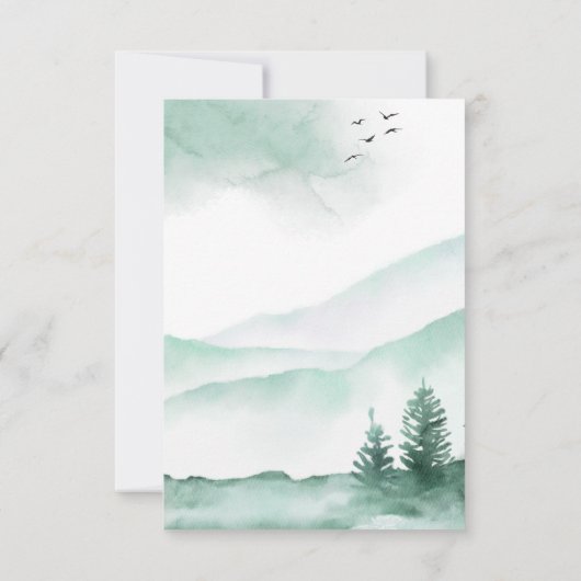RSVP Rustic Mountains Forest Waterverf Modern Kaart (Achterkant)