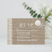 RSVP Rustic Starfish & Sand Dollar Beach Wedding Kaartje (Staand voorkant)