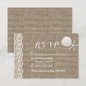 RSVP Rustic Starfish & Sand Dollar Beach Wedding Kaartje (Voorkant / Achterkant)