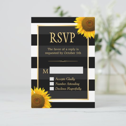 RSVP Rustic Sunflower Black White Striped (Staand voorkant)
