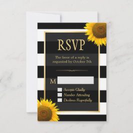 RSVP Rustic Sunflower Black White Striped Kaartje