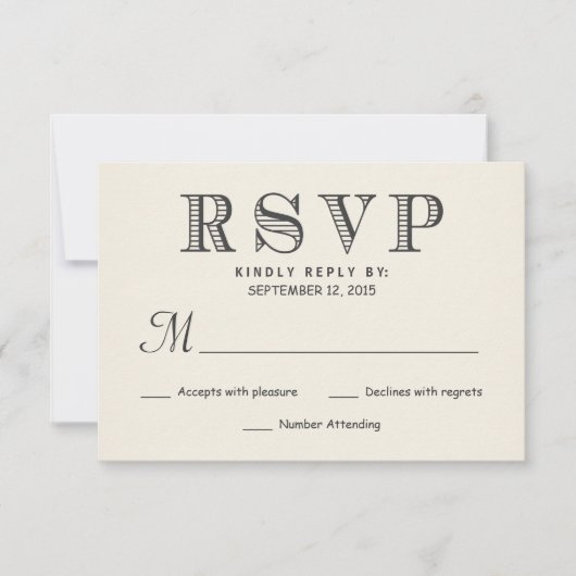 RSVP Rustic Typography Ivory White Wedding Reply Kaartje (Voorkant)