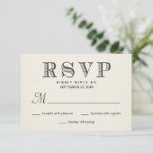 RSVP Rustic Typography Ivory White Wedding Reply Kaartje (Staand voorkant)